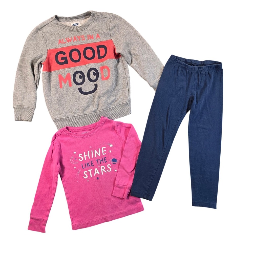 Old Navy Toddler Outfit Bundle 4T Girls Sweatshirt Leggings Tops Everyday Set